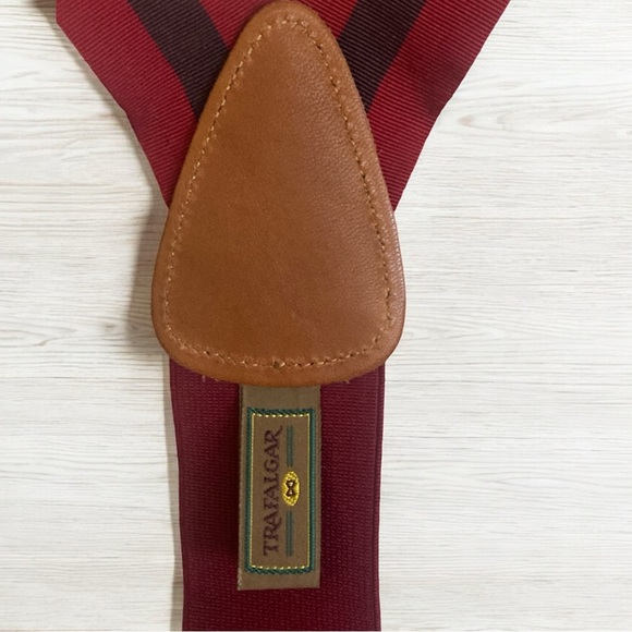 TRAFALGAR Suspenders Silk Maroon & Blue Center Stripe OS NEW - Picture 13 of 13